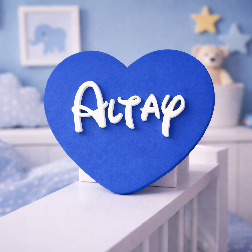 Personalisierbares 3D Herz Namensschild für Kinderzimmer