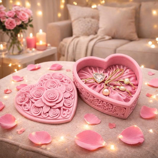 Romantische Herz Schmuckbox mit Rosen Design