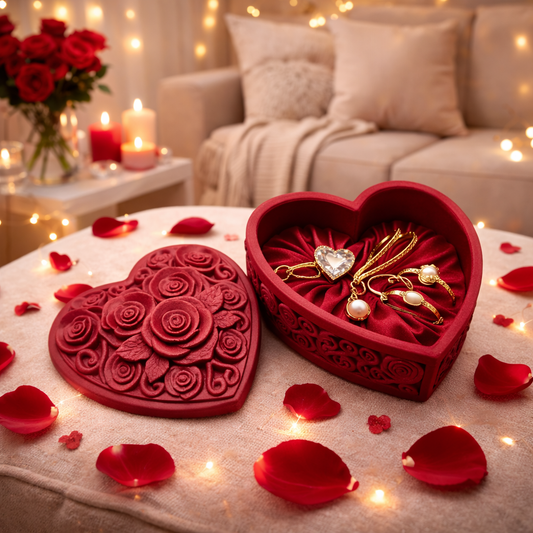 Romantische Herz Schmuckbox mit Rosen Design